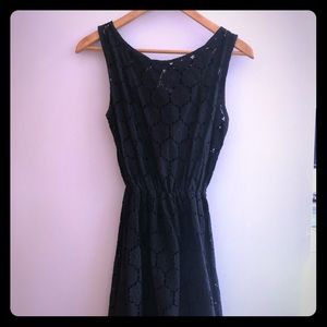 Italian Black cocktail dress.  flower detail